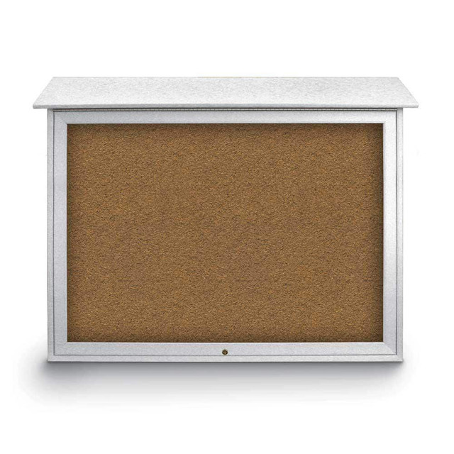 United Visual Products UVSDT4536-WHITE Enclosed Bulletin Board: 45" Wide, 36" High, Cork, Tan