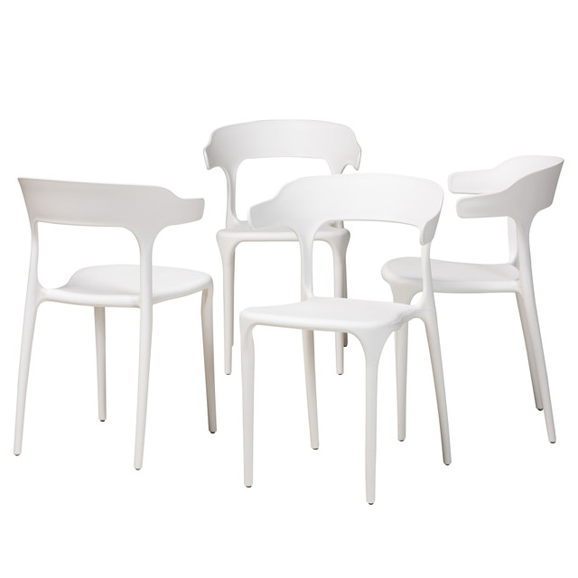 WHOLESALE INTERIORS, INC. Baxton Studio 2721-12025  Gould Dining Chairs, White, Set Of 4 Chairs