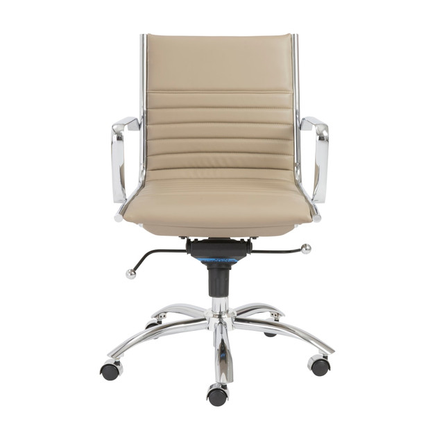EURO STYLE, INC. Eurostyle 00674TPE  Dirk Faux Leather Low-Back Commercial Office Chair, Chrome/Taupe