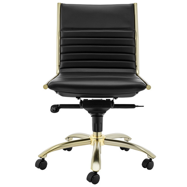 EURO STYLE, INC. Eurostyle 10676BLKMBG  Dirk Armless Faux Leather Low-Back Commercial Office Chair, Matte Gold/Black