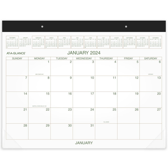 ACCO BRANDS USA, LLC GG25000024 2024 AT-A-GLANCE 2-Color Monthly Desk Pad Calendar, 21-3/4in x 17in, January To December 2024, GG250000