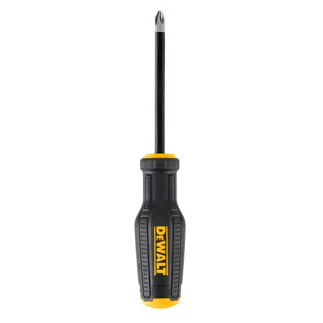 DeWALT DWHT65001 Phillips Screwdrivers; Overall Length (Decimal Inch): 8.3500 ; Handle Type: Ergonomic ; Phillips Point Size: #2 ; Handle Color: Black; Yellow ; Blade Length (Inch): 4 ; Handle Length (Decimal Inch - 4 Decimals): 4.3500