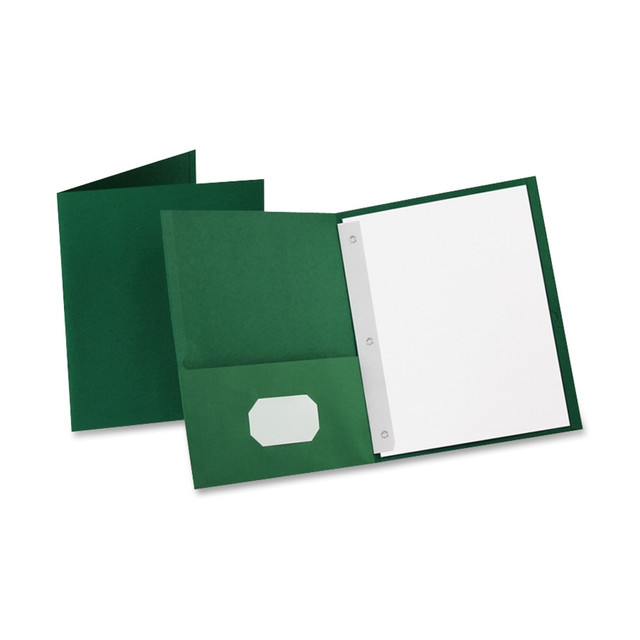 TOPS BRANDS Oxford 57756EE  Twin-Pocket Portfolio With Fasteners, 8 1/2in x 11in, Hunter Green, Pack Of 25