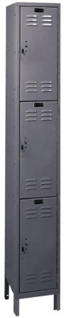 Hallowell UH1228-3HG 1-Wide Locker: 12" Wide, 11" Deep, 78" High, Padlock