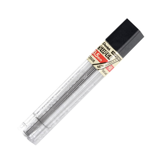 PENTEL OF AMERICA, LTD. C505-HB Pentel Super Hi-Polymer Leads, 0.5 mm, HB, 12 Leads Per Tube PENTEL OF AMERICA, LTD. C505-HB Pentel Super Hi-Polymer Leads, 0.5 mm, HB, 12 Leads Per Tube