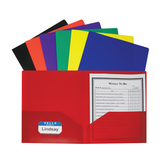 C-LINE PRODUCTS, INC. C-Line 33950  2-Pocket Poly Portfolios, Assorted Colors, Pack Of 36