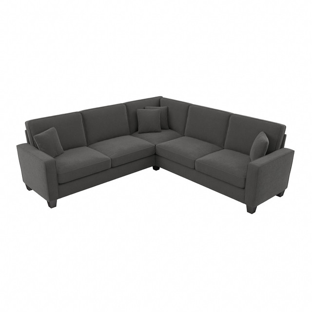 BUSH INDUSTRIES INC. Bush SNY98SCGH-03K  Furniture Stockton 99inW L-Shaped Sectional Couch, Charcoal Gray Herringbone Fabric, Standard Delivery