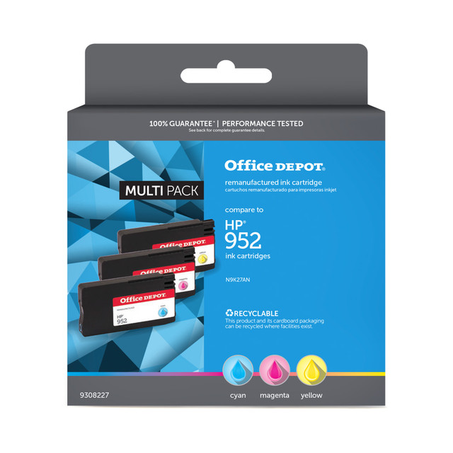CLOVER TECHNOLOGIES GROUP, LLC OD952CMYMNV3 Office Depot Brand Remanufactured Cyan, Magenta, Yellow Ink Cartridge Replacement For HP 952, Pack Of 3, OD952CMYMN