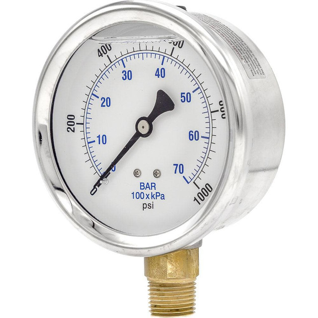 PIC Gauges 201L-402M Pressure Gauges; Gauge Type: Industrial Pressure Gauges ; Scale Type: Dual ; Accuracy (%): 2-1-2% ; Dial Type: Analog ; Thread Type: NPT ; Bourdon Tube Material: Bronze