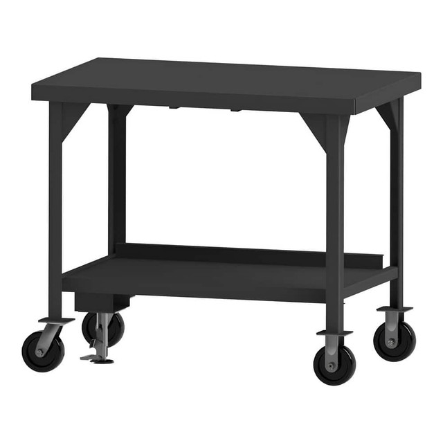 Durham HDWBMFL-3660-6P Mobile Work Benches; Type: Heavy-Duty Mobile Workbench with Floor Lock ; Bench Type: Heavy-Duty Mobile Workbench ; Edge Type: Square ; Depth (Inch): 36 ; Leg Style: Fixed ; Load Capacity (Lb. - 3 Decimals): 3600.000