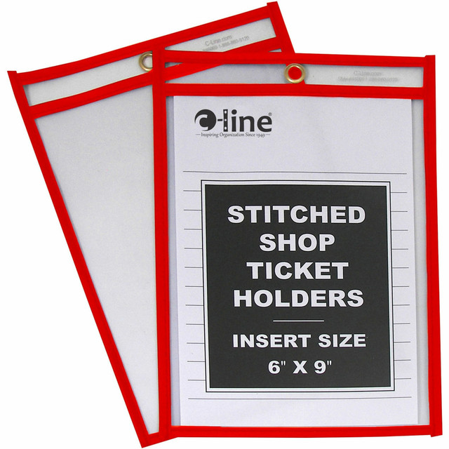 C-LINE PRODUCTS, INC. 43969 C-Line Hanging Strap Shop Ticket Holder - Support 6in x 9in Media - Red, Clear - 25 / Box C-LINE PRODUCTS, INC. 43969 C-Line Hanging Strap Shop Ticket Holder - Support 6in x 9in Media - Red, Clear - 25 / Box