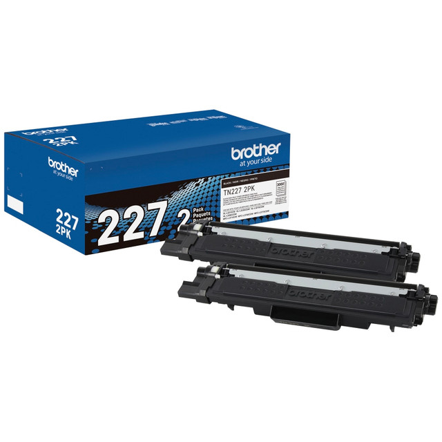Compatible Brother models: HL : HL-L3210CW, HL-L3230CDW, HL-L3270CDW, HL-L3290CDW.   MFC : MFC-L3710CW, MFC-L3750CDW, MFC-L3770CDW.  .  Utilize this 2-pack of toner cartridges in your compatible Brother printer model to experience quality prints. Create crisp, sharp images and text to impress potential customers.  Brother Genuine High-Yield Black Toner Cartridge Twin Pack TN227 2PK.  Provides extra convenience - having extra toner on hand and printing twice as many pages* when you use both toner cartridges.  Intelligently engineered to work in seamless unison with your Brother printer.  Produces crisp, sharp, black and white laser-quality prints that withstand the test of time.  Save when you purchase Brother Genuine Multi-Packs instead of Individual toner cartridges.  For use with Brother printer and all-in-one models: HL-L3210CW, HL-L3230CDW, HL-L3270CDW, HL-L3290CDW, MFC-L3710CW, MFC-L3750CDW and MFC-L3770CDW.  Helps Avoid Waste - Designed for extended use, helping reduce or eliminate material use and potentially save money.  Recycling solution - designed to encourage recycling, helping you divert materials from landfill.