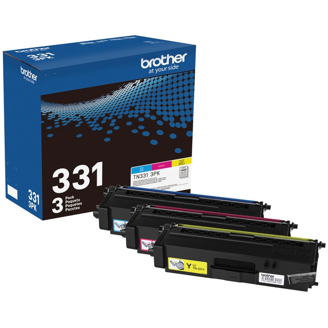 BROTHER INTL CORP Brother TN3313PK  TN331 Cyan; Magenta; Yellow Toner Cartridges, Pack Of 3, TN3313PK