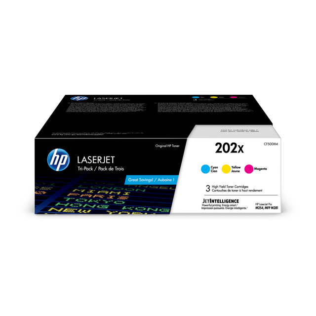 HP INC. CF500XM HP 202X Cyan; Magenta; Yellow High Yield Toner Cartridges, Pack Of 3, CF500XM