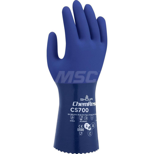 SHOWA CS700L-09 Chemical Resistant Gloves: Large, 11 mil Thick, Nitrile-Coated, Nitrile, Supported