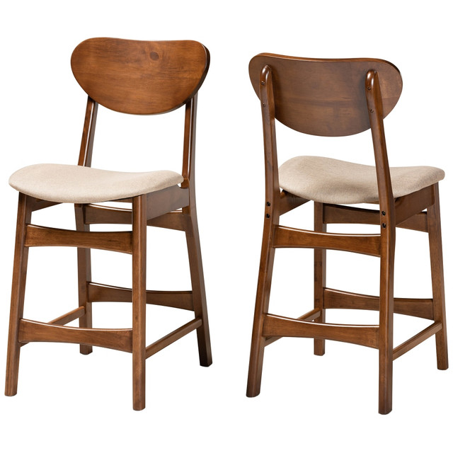 WHOLESALE INTERIORS, INC. 2721-11639 Baxton Studio Katya Counter Stools, Sand/Walnut, Set Of 2 Stools