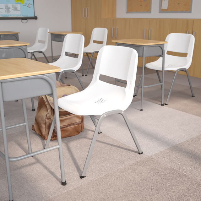FLASH FURNITURE 5RUTEO1WH  HERCULES Series Ergonomic Shell Stack Chairs, White, Set Of 5 Chairs