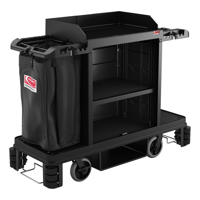 SUNCAST CORPORATION HKC2000 Suncast Commercial Housekeeping Cart, Premium, 49-3/4in x 24in, Black SUNCAST CORPORATION HKC2000 Suncast Commercial Housekeeping Cart, Premium, 49-3/4in x 24in, Black