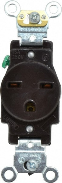 Leviton 5661 Straight Blade Single Receptacle: NEMA 6-15R, 15 Amps, Self-Grounding