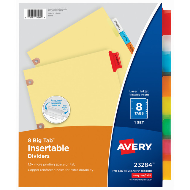 AVERY PRODUCTS CORPORATION Avery 23284  Big Tab Insertable Dividers, Copper Reinforced, Buff/Multicolor, 8 1/2in x 11in, 8-Tab