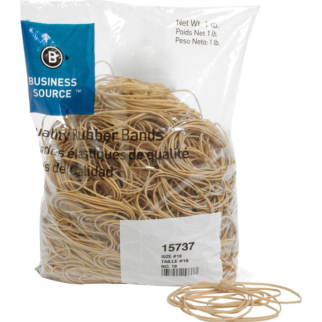 SP RICHARDS Business Source 15737  Quality Rubber Bands - Size: #19 - 3.5in Length x 0.1in Width - Sustainable - 1250 / Pack - Rubber - Crepe