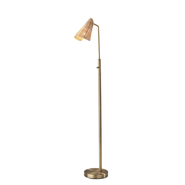 ADESSO INC 5113-21 Adesso Cove Floor Lamp, 58inH, Natural Rattan/Antique Brass