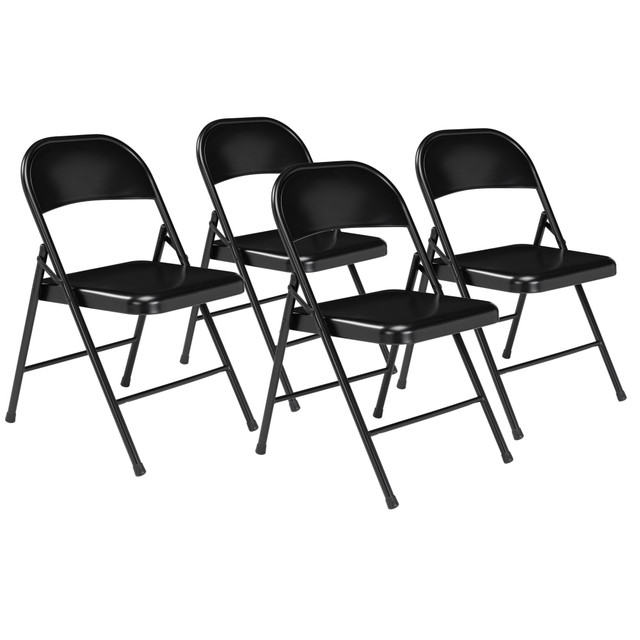 OKLAHOMA SOUND CORPORATION 910/4 National Public Seating Commercialine 900 Series Steel Folding Chairs, Black, Set Of 4 Chairs