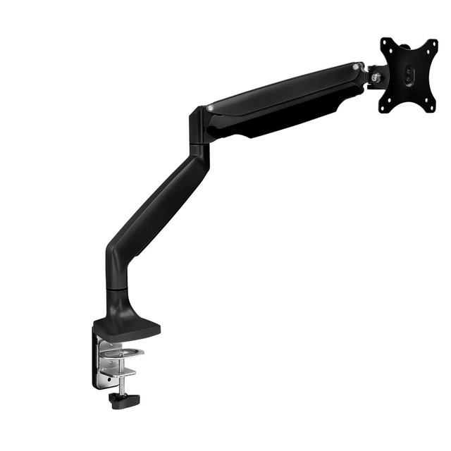 Turn your workspace into a comfortable and ergonomic environment with the MI-1771 monitor mount. Say goodbye to eye and neck strain and keep your monitor at a comfortable eye-level since this mount is height adjustable up to 13in. The heavy-duty design supports up to 20 lbs. with ease. The base comes with a C-clamp that can also be used as a grommet and can be mounted on tables up to 3.3in thick. The arm features clips for cable management to help keep your desk looking clean and tidy. Depending on the user and desk height, this mounting bracket can be used for sit-stand desk applications. Monitor orientation can be changed from landscape to portrait any time necessary.MI-1771 monitor mount is compatible with screens from 13in - 32inHeavy-duty design supports up to 20 lbs. with easeGas spring arm makes adjusting a breeze and is height adjustable up to 13in Ideal for use with sit-stand desks up to 3.3in thick        Supports 13in-32in Inch Monitors  Height Adjustable 13in Inch  20 LBS Capacity  360 Degree Rotation  Clamp and Grommet Base  Supported by Limited Lifetime Warranty