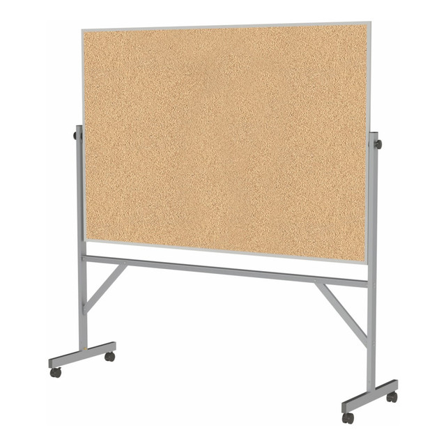 GHENT MANUFACTURING INC. ARKK46 Ghent Reversible Natural Cork Bulletin Board, 78 1/4in x 77in , Aluminum Frame With Silver Finish