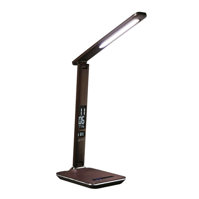 OTTLITE TECHNOLOGIES, INC. OttLite F1DY8BW9-SHPR  Wellness Series Renew LED Desk Lamp, Adjustable Height, 14-3/4inH, Brown Shade/Brown Base