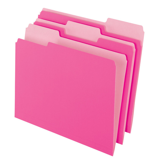 TOPS BRANDS Pendaflex 15213PIN  2-Tone Color Folders, 1/3 Cut, Letter Size, Pink, Pack Of 100