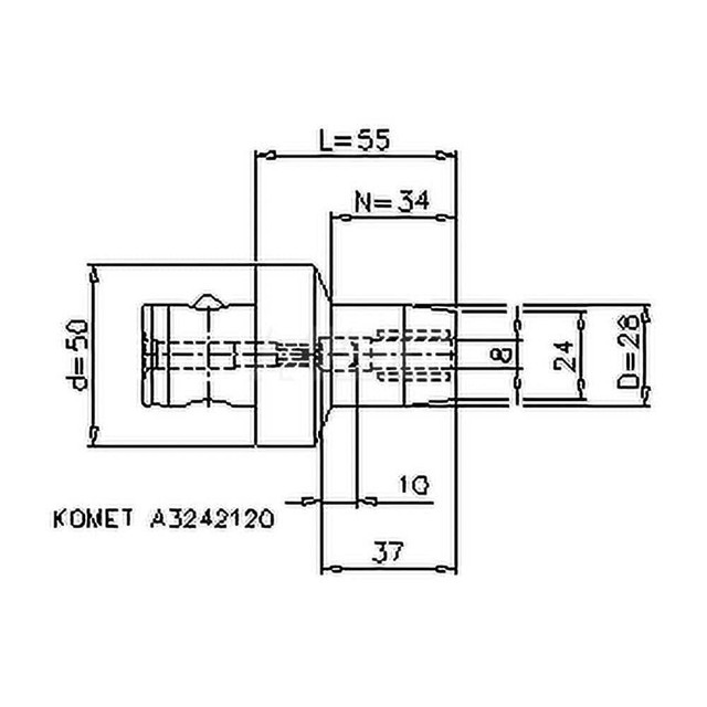 Komet 8422300897 Hydraulic Tool Chuck: ABS50H, Modular Connection Shank, 8 mm Hole