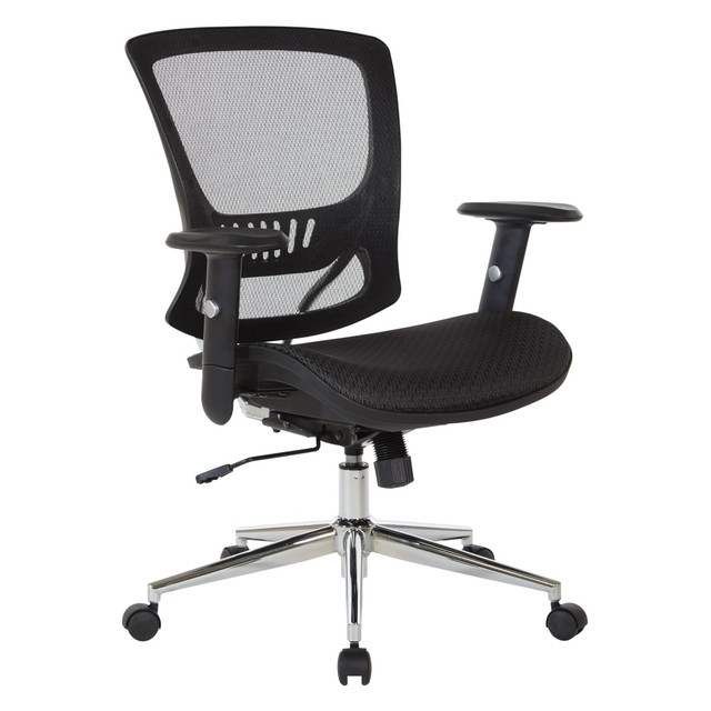OFFICE STAR PRODUCTS Office Star EM98910C-3  Ventilated Seating Ergonomic Mesh Mid-Back Manager's Chair, Black/Chrome
