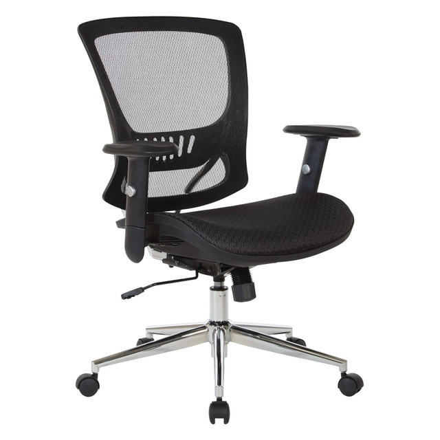 OFFICE STAR PRODUCTS EM98910C-3 Office Star Ventilated Seating Ergonomic Mesh Mid-Back Manager's Chair, Black/Chrome