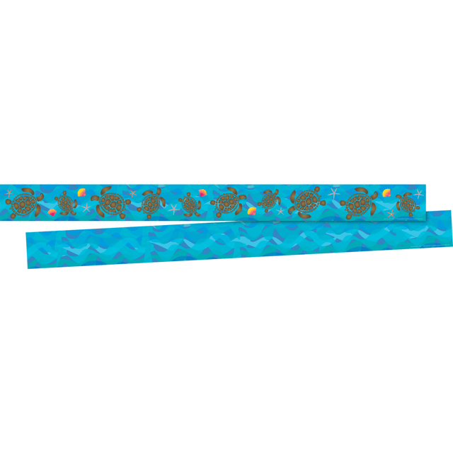 BARKER CREEK PUBLISHING, INC. 915 Barker Creek Double-Sided Straight-Edge Border Strips, Kai Ola Sea Turtles, 3in x 35in, Set Of 12 Strips