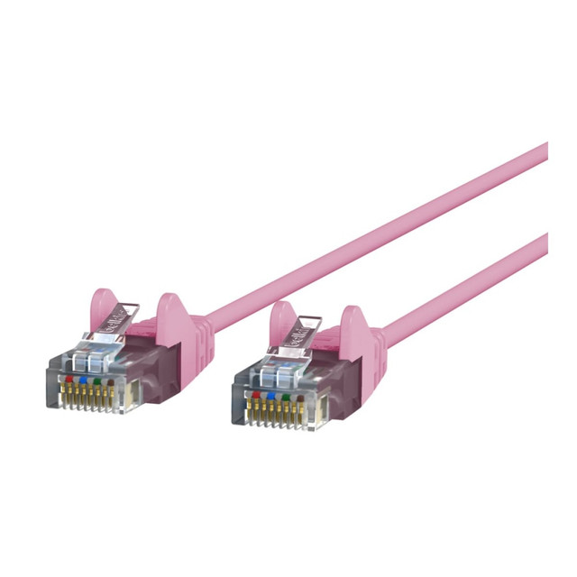 BELKIN, INC. CE001B01-PNK-S Belkin Slim - Patch cable - RJ-45 (M) to RJ-45 (M) - 1 ft - UTP - CAT 6 - molded, snagless - pink