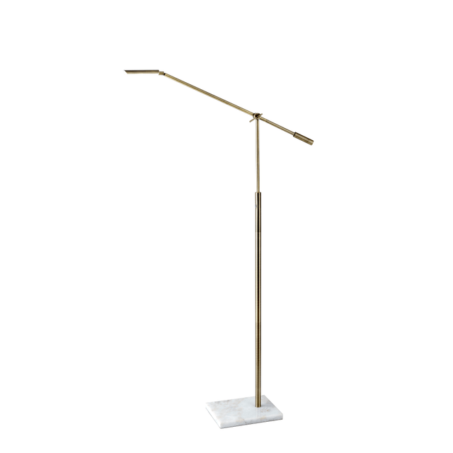 ADESSO INC 4129-21 Adesso Vera LED Floor Lamp, 61inH, Antique Brass Shade/White Marble Base