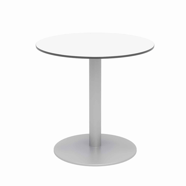 KENTUCKIANA FOAM INC 840031918260 KFI Studios Eveleen Round Outdoor Patio Table, 29inH x 30inW x 30inD, Designer White/Silver