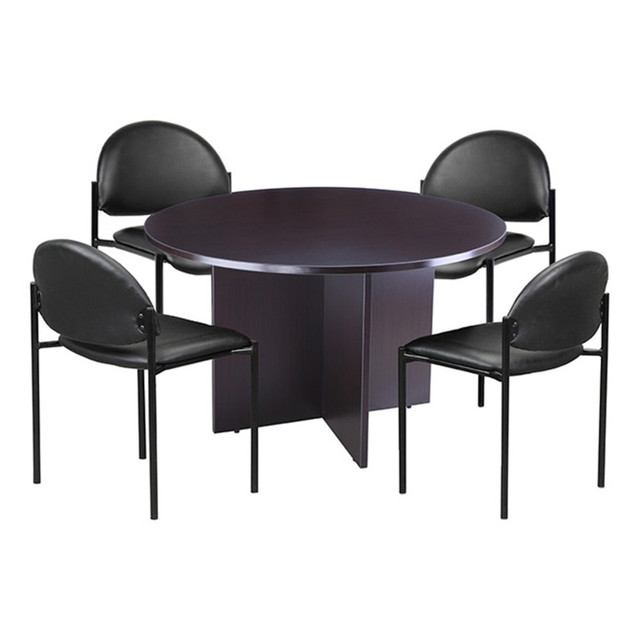 NORSTAR OFFICE PRODUCTS INC. GROUPC-MOC Boss Office Products Conference Table And Stackable Chairs Set, Mocha/Black