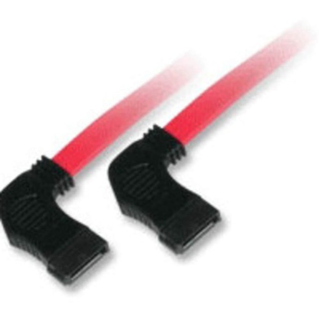 LASTAR INC. C2G 10186  18in 7-pin 90 deg. Side to 90 deg. 1-Device Side Serial ATA Cable - Male SATA - Male SATA - 18in - Translucent Red