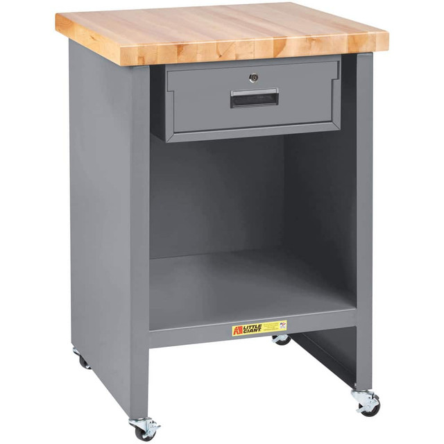 Little Giant. WTC-2424-3R-DR Mobile Work Benches; Bench Type: Butcher Block Work Center ; Edge Type: Square ; Depth (Inch): 24 ; Leg Style: Fixed ; Load Capacity (Lb. - 3 Decimals): 1000.000 ; Height (Inch): 37