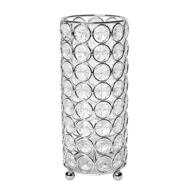 ALL THE RAGES INC HG1003-CHR Elegant Designs Ellipse Crystal Decorative Vase, 7-3/4inH x 3-1/4inW x 3-1/4inD, Chrome ALL THE RAGES INC HG1003-CHR Elegant Designs Ellipse Crystal Decorative Vase, 7-3/4inH x 3-1/4inW x 3-1/4inD, Chrome