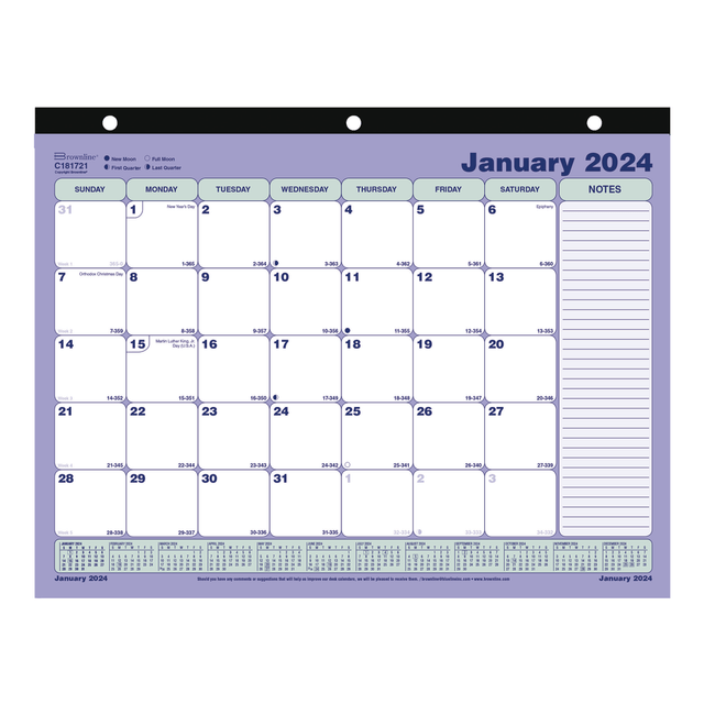 REDIFORM, INC. Brownline C181721-24  Monthly Desk Pad Calendar, 11in x 8.5in, 12 Months, January to December, 2024, C181721