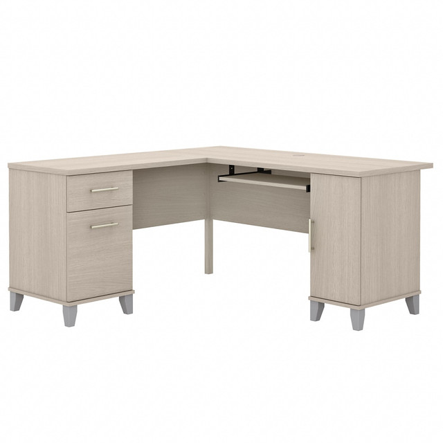 BUSH INDUSTRIES INC. WC81130K Bush Business Furniture Somerset 60inW L-Shaped Corner Desk With Storage, Sand Oak, Standard Delivery BUSH INDUSTRIES INC. WC81130K Bush Business Furniture Somerset 60inW L-Shaped Corner Desk With Storage, Sand Oak, Standard Delivery