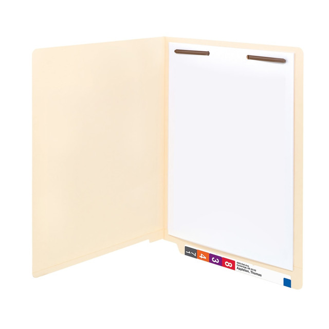 SMEAD MFG CO 2BET2-150L-1 Smead Reinforced End-Tab Folders, 1 Fastener, Straight Cut, Letter Size, Manila, Box Of 50 SMEAD MFG CO 2BET2-150L-1 Smead Reinforced End-Tab Folders, 1 Fastener, Straight Cut, Letter Size, Manila, Box Of 50
