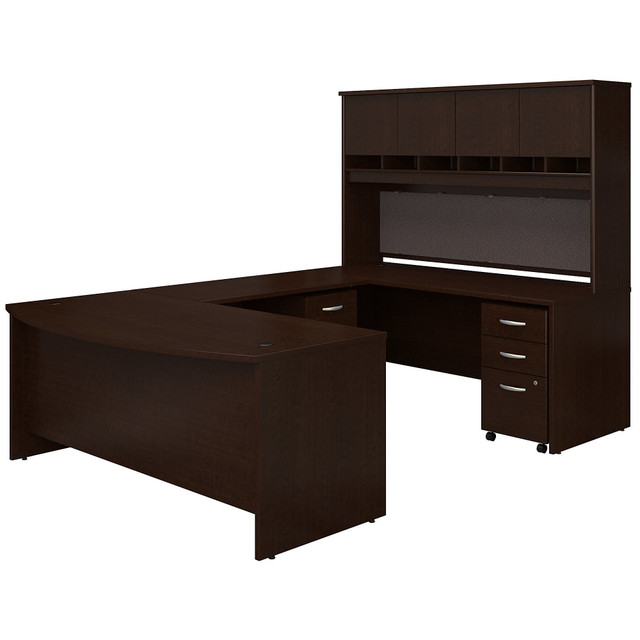 BUSH INDUSTRIES INC. SRC095MRSU Bush Business Furniture 72inW Bow-Front U-Shaped Corner Desk With Hutch And Storage, Mocha Cherry, Standard Delivery BUSH INDUSTRIES INC. SRC095MRSU Bush Business Furniture 72inW Bow-Front U-Shaped Corner Desk With Hutch And Storage, Mocha Cherry, Standard Delivery