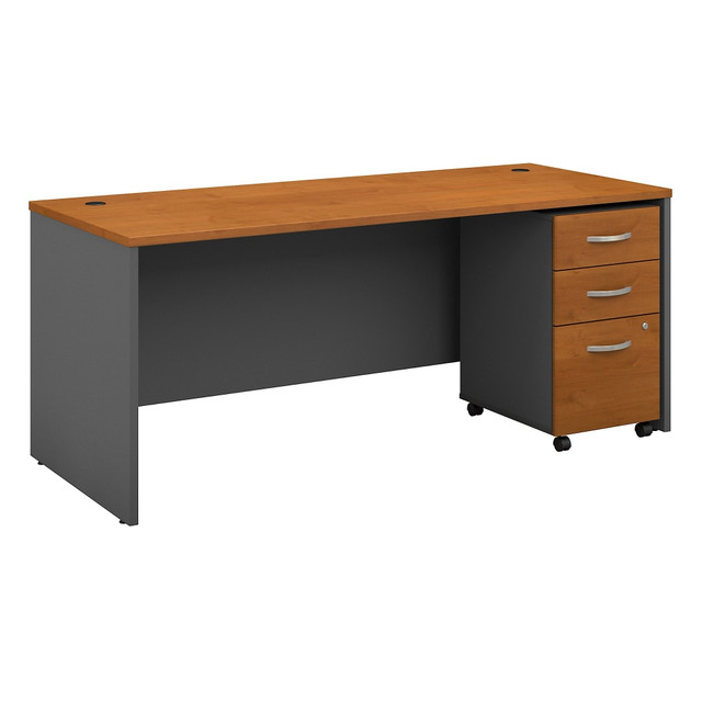 BUSH INDUSTRIES INC. Bush Business Furniture SRC113NCSU  Components 72inW Office Computer Desk With Mobile File Cabinet, Natural Cherry/Graphite Gray, Standard Delivery