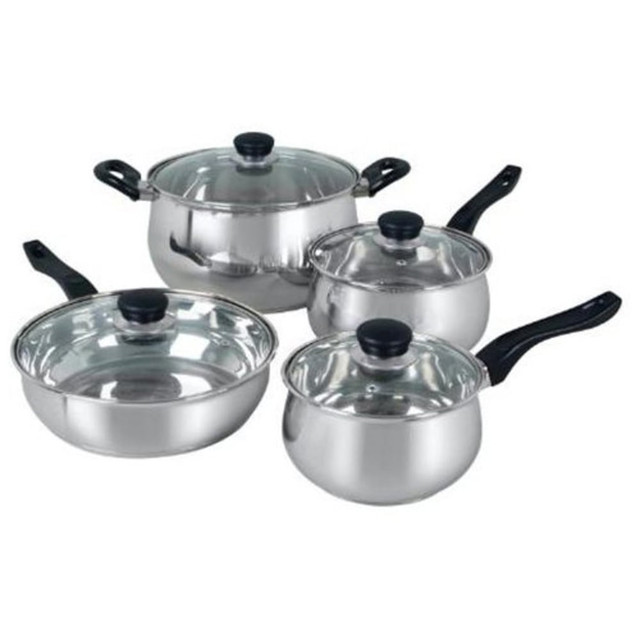 GIBSON OVERSEAS INC. 78719.08 Oster Rametto 8-Piece Stainless-Steel Cookware Set, Silver