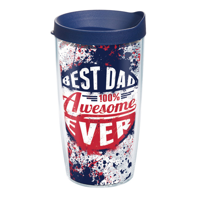 TERVIS TUMBLER COMPANY 01174816 Tervis Best Dad Ever Tumbler With Lid, Splatter Design, 16 Oz, Clear