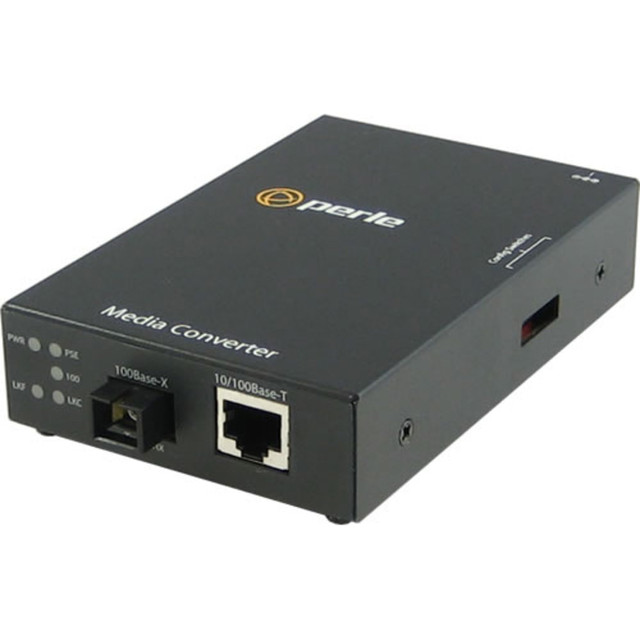 PERLE SYSTEMS Perle 05085134  S-110PP-S1SC40U - Fiber media converter - 100Mb LAN - 10Base-T, 100Base-TX, 100Base-BX - RJ-45 / SC single-mode - up to 24.9 miles - 1550 (TX) / 1310 (RX) nm